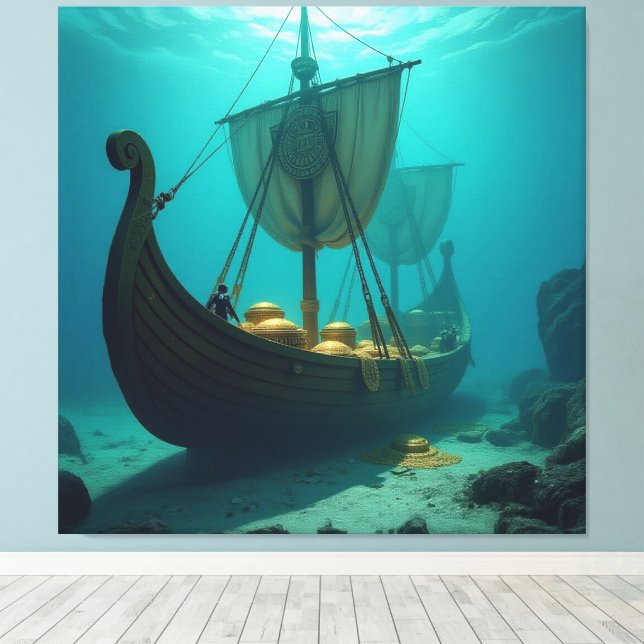 Impressão Em Tela   „Das versunkene Gold der Wikinger“   (Insitu(piso de madeira))