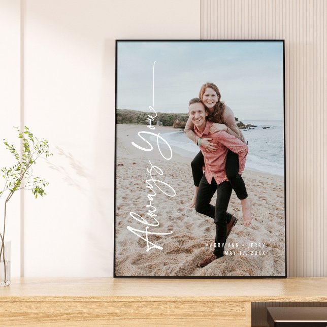 Impressão Em Tela Data de Casamento do Noivado de Sempre Você (Always You Anniversary Engagement Wedding Date Canvas Print)