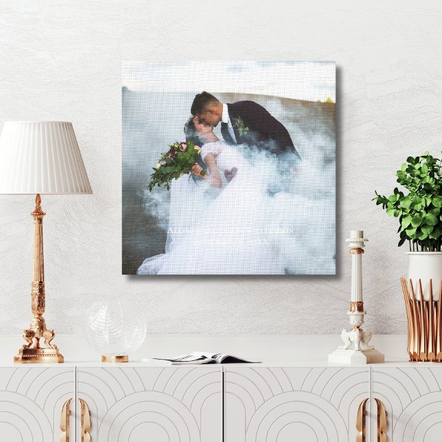 Impressão Em Tela Data de Nomes Personalizados de Keepsasasakings de (Personalized Wedding Photo on Canvas. Keepsake wedding photo with personalized names & wedding date)