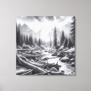 Impressão Em Tela Dawn quebra sobre as Colinas cobertas por pinos