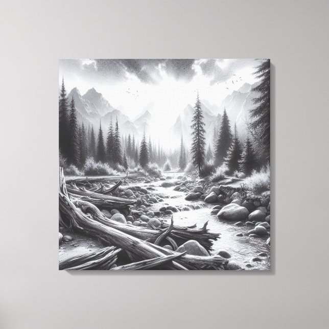 Impressão Em Tela Dawn quebra sobre as Colinas cobertas por pinos (Frente)