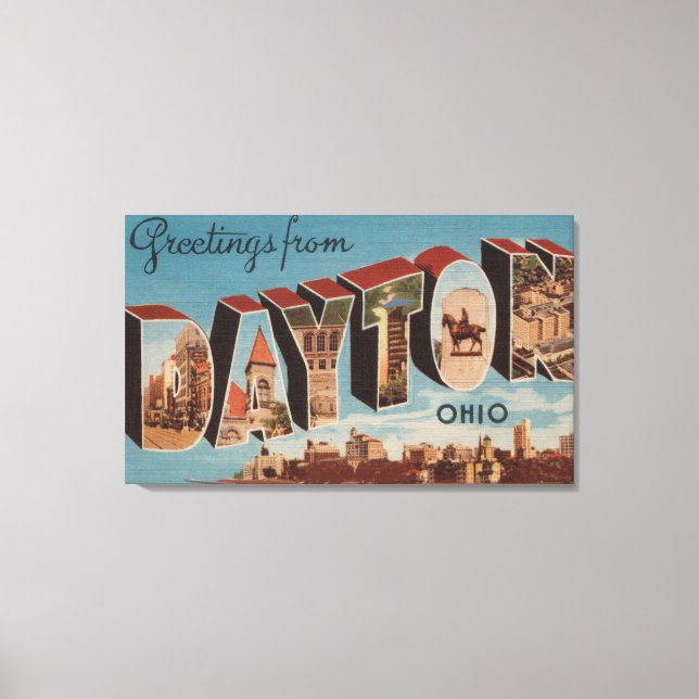 Impressão Em Tela Dayton, OhioLarge - Letra ScenesDayton, OH (Frente)