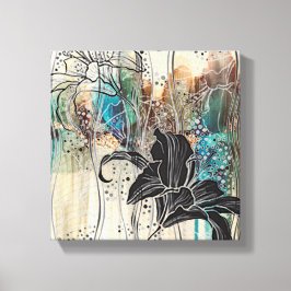 Impressão Em Tela "Dazzling Black Bloom" 10" x10"