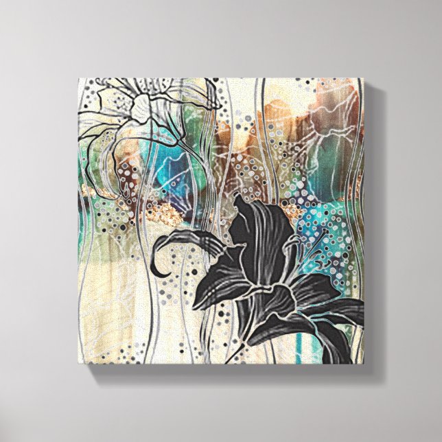 Impressão Em Tela "Dazzling Black Bloom" 10" x10" (Frente)