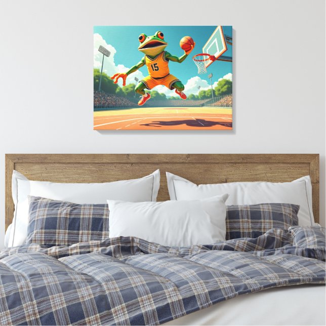 Impressão em tela de Basketball Frog (Insitu(Quarto))