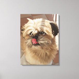 impressão em tela de cachorro Shih Tzu de perto