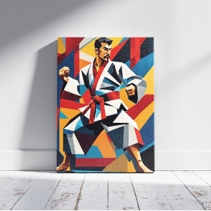 Impressão em Tela de Cubismo de Karatê