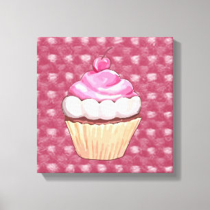 Impressão em tela de Cupcake Rosa Adorável