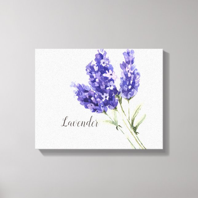 Impressão em Tela de Flores de Lavanda em Aquarela (Frente)