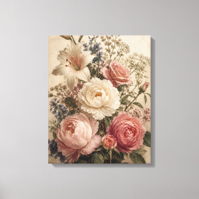 impressão em tela de flores vintage (Frente)