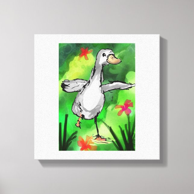 Impressão em Tela de Lago de Patos em Aquarela Ser (Frente)