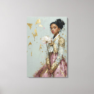 Impressão em Tela de Menina com Hanbok Moderno Ver
