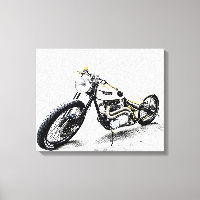 Impressão em Tela de Moto Antiga / Decoração de Es (Frente)