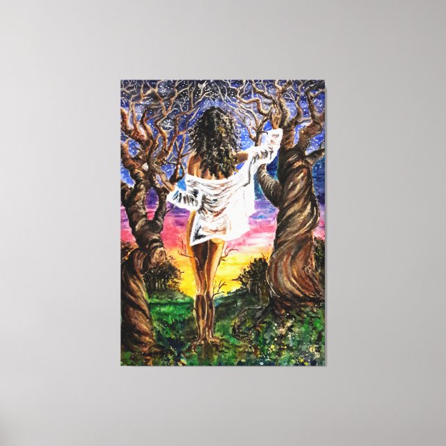 Impressão em Tela de Mulher na Natureza - Pintura (Frente)