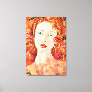 Impressão em Tela de Mulher Ruiva Bonita de Olhos
