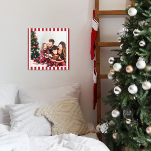 Impressão em Tela de Natal Listrada Clássica com F
