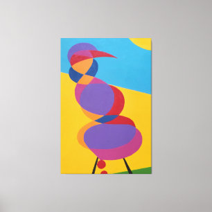 Impressão em Tela de Pássaro Abstrato Colorido