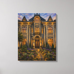 Impressão em tela de pintura a óleo de casa de cid