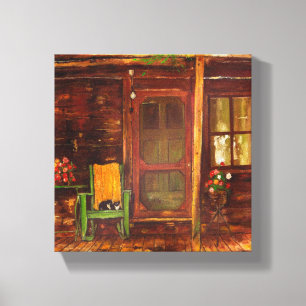 Impressão em Tela de Pintura a Óleo de Varanda de 