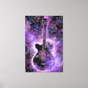 Impressão em Tela de Pintura de Guitarra de Rock A