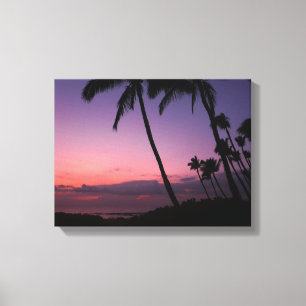 Impressão em tela de pôr do sol tropical rosa e ro