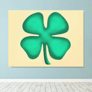 Impressão em tela de trevo irlandês Lucky 4 Leaf b