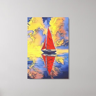 Impressão em tela de veleiro em estilo de pintura