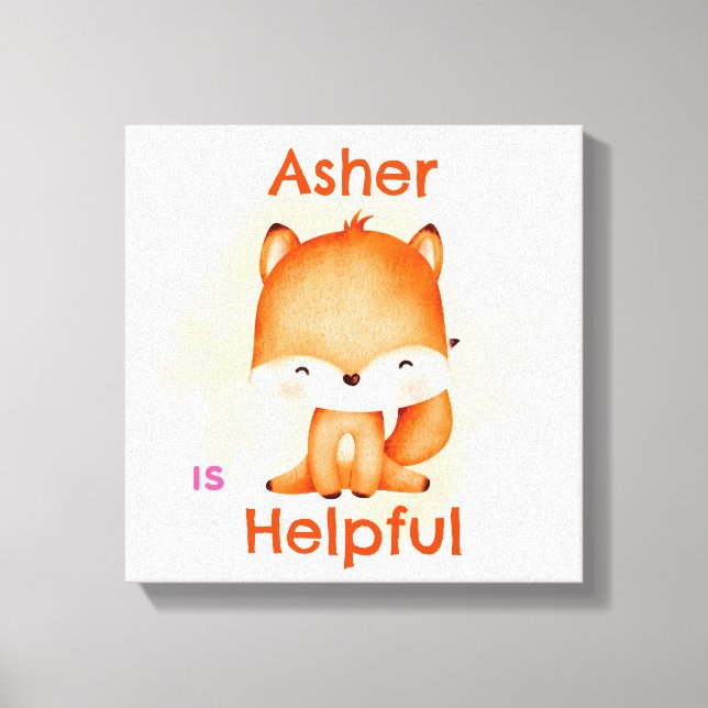 Impressão Em Tela Deco de Afirmação de Crianças Personalizadas | Fox (Frente)