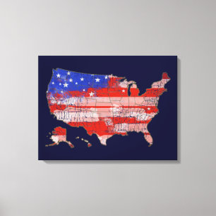 Impressão Em Tela decor patriótico mapa de faixas e estrelas dos EUA