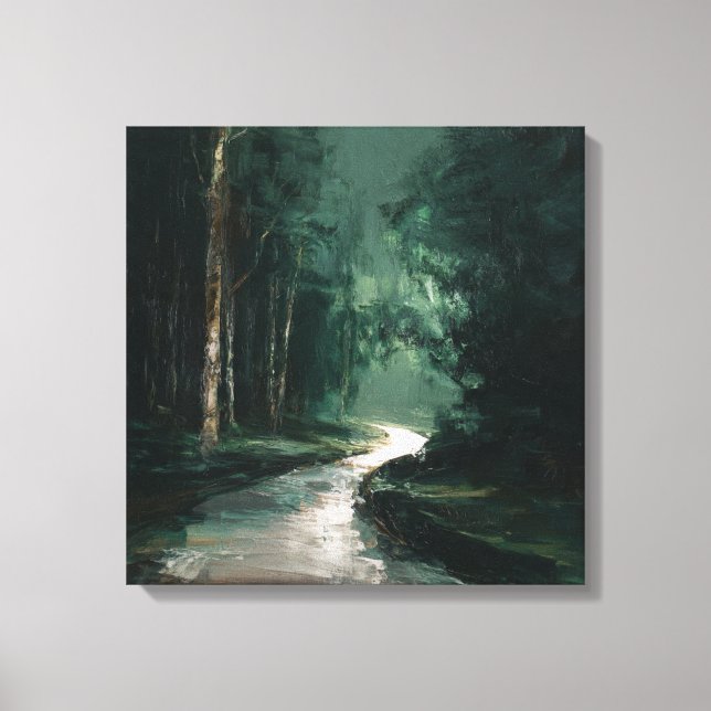 Impressão Em Tela Deep Green Mysterious Woods Abstract Path ART (Frente)
