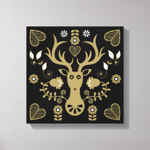 Impressão Em Tela Deer de Arte Folclórica Moderna