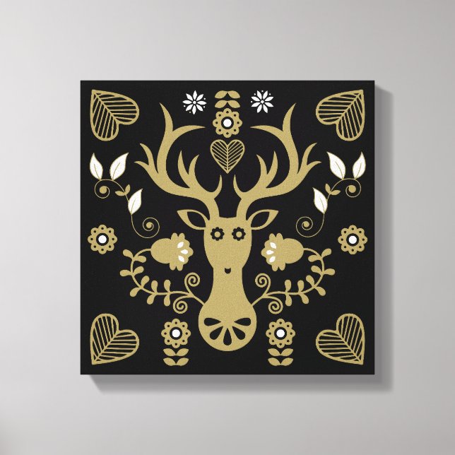 Impressão Em Tela Deer de Arte Folclórica Moderna (Frente)