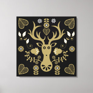 Impressão Em Tela Deer de Arte Folclórica Moderna