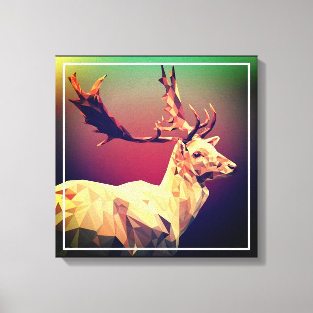 Impressão Em Tela Deer Polygon Design (Frente)