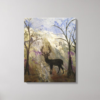 Impressão Em Tela Deer Silhouette com Fundo das Montanhas