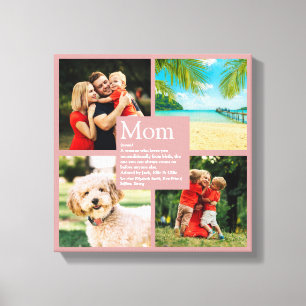 Impressão Em Tela Definição de Mãe Personalizada 4 Fotos Rosa Bege