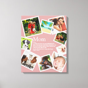 Impressão Em Tela Definição de Mãe Personalizada 9 Foto Rosa Bege
