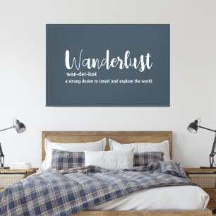 Impressão Em Tela definição de Wanderlust branco cinza azul cor