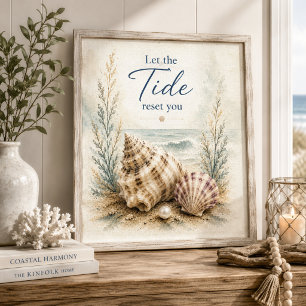 Impressão Em Tela Deixe a Maré Redefinir Você Arte de Parede Concha