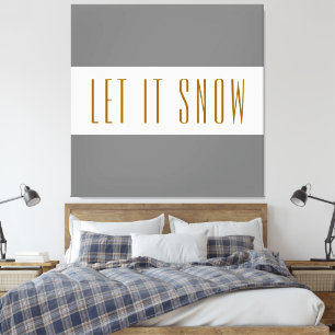 Impressão Em Tela DEIXE NEVAR Listras Cinza Moderno Branco Brilhante