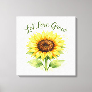 Impressão Em Tela Deixe o Amor Crescer – Girassol Aquarela