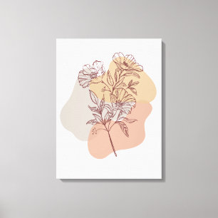 Impressão Em Tela Delicar Flores Desenhadas Mão na Ramificação
