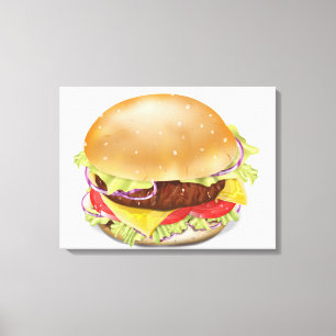 Impressão Em Tela Delicioso hambúrguer ou cheeseburger.
