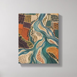 Impressão Em Tela Delta do Rio Costurado | Abstrato de Têxtil Modern