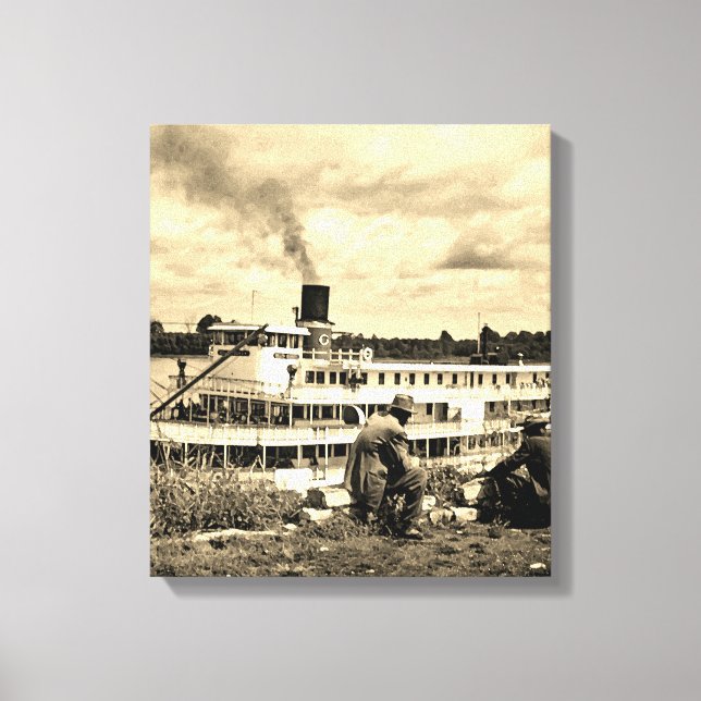 Impressão Em Tela Delta Queen Steamboat Mississippi River Art (Frente)