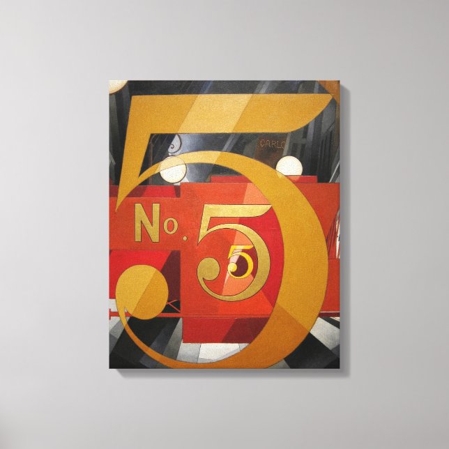 Impressão Em Tela Demuth de Cubist de Arte Moderna Figura 5 em Doura (Frente)