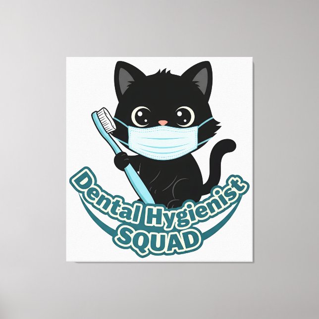 Impressão Em Tela Dental Hygienist Black Cat Wall Art – Printable Of (Frente)