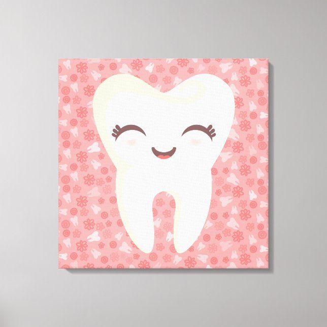 Impressão Em Tela Dente-cortante em padrão rosa - Arte-Canvas estend (Frente)