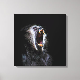 Impressão Em Tela Dentes viciosos de Fanged do macaco preto
