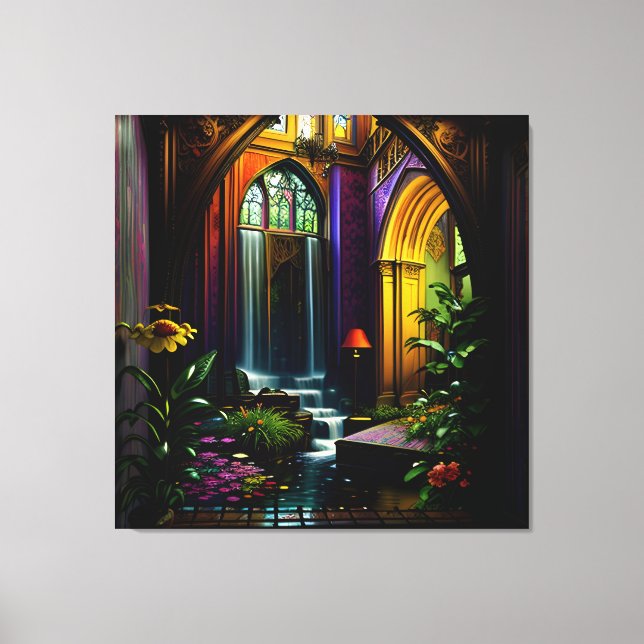 Impressão Em Tela Dentro de Mansão Gótica - Cama Surreal 15 (Frente)